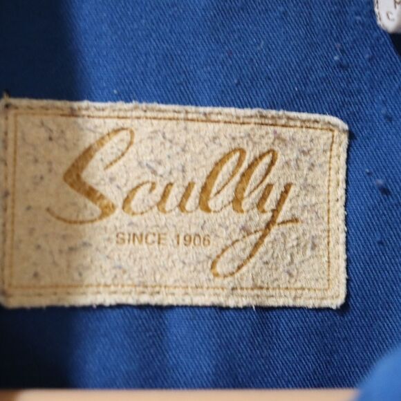 Scully Vintage Blue Western Pearl Snap Rockabilly Mens Snap Button Shirt LG - Picture 14 of 16